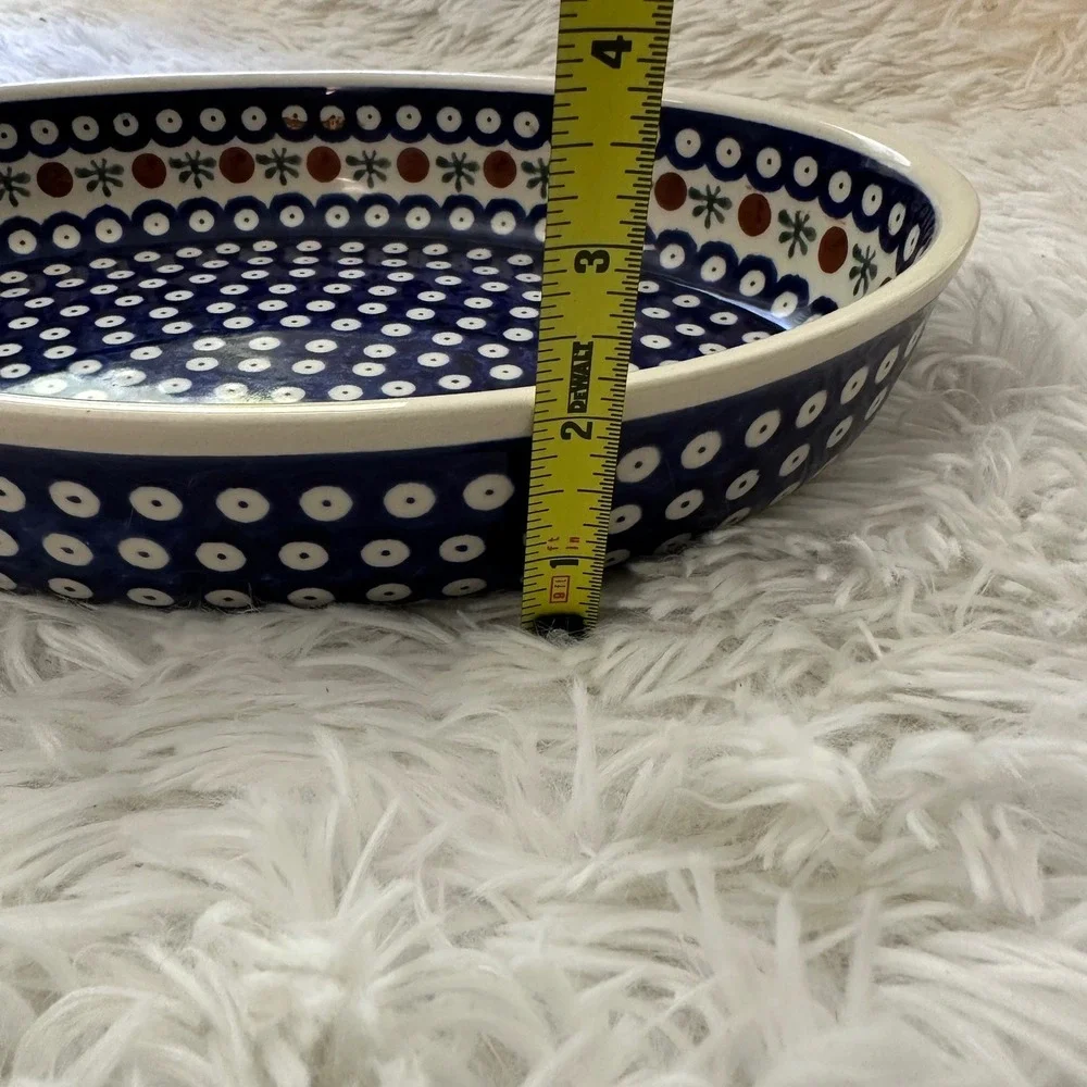 Polish Pottery Boleslawiec Blue Rose Pattern Oval Baking Dish 12